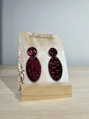 Bordó ovális bőr fülbevaló