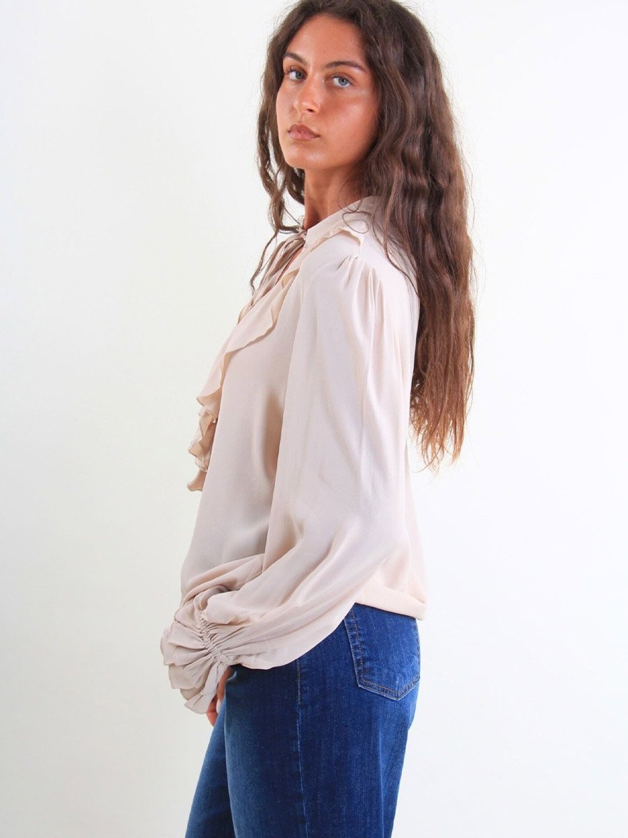 Ecrü színű fodros blúz - Image 4