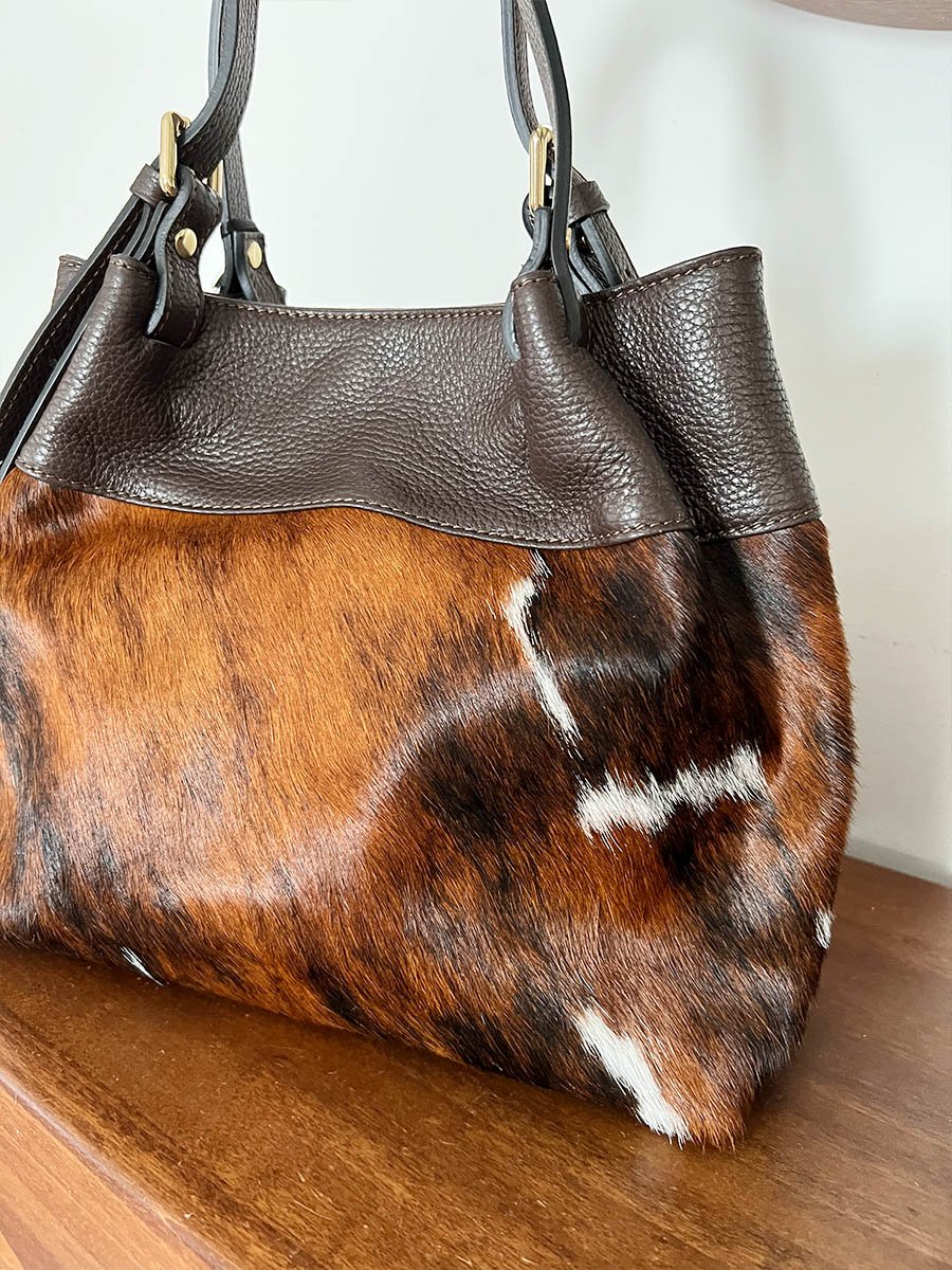 Barna mintás bőr válltáska - Image 3