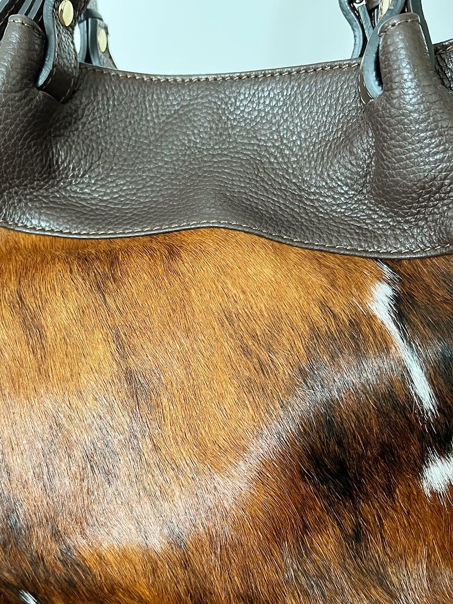 Barna mintás bőr válltáska - Image 4