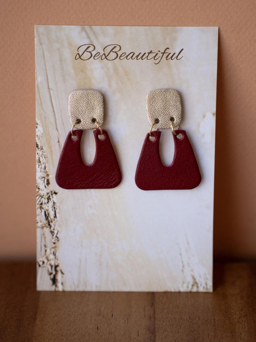 Piros arany táska alakú fülbevaló - Image 2