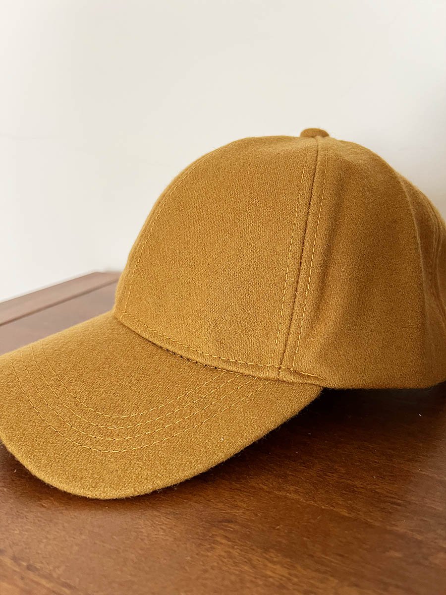 Mustár sárga, gyapjú baseball sapka - Image 2