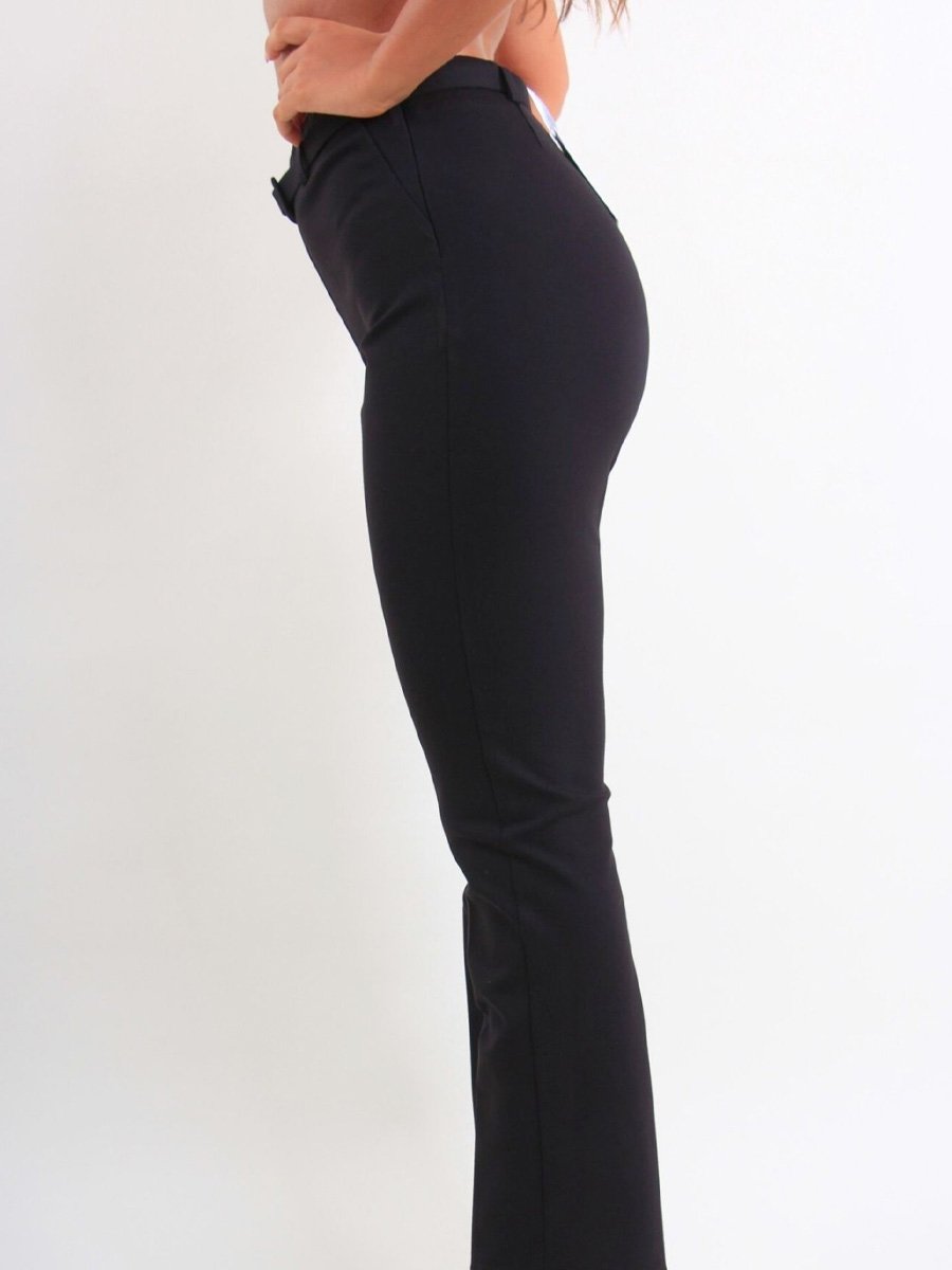 Elegáns fekete szűkszárú szövetnadrág övvel - Image 3