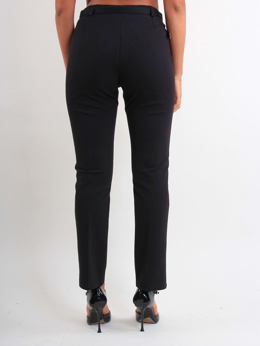 Elegáns fekete szűkszárú szövetnadrág övvel - Image 4