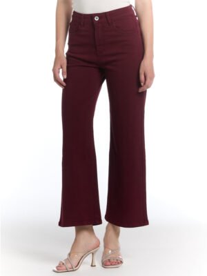 Burgundi bő szárú farmernadrág