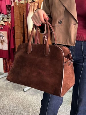 Csoki barna nagy méretű velúr bőrtáska