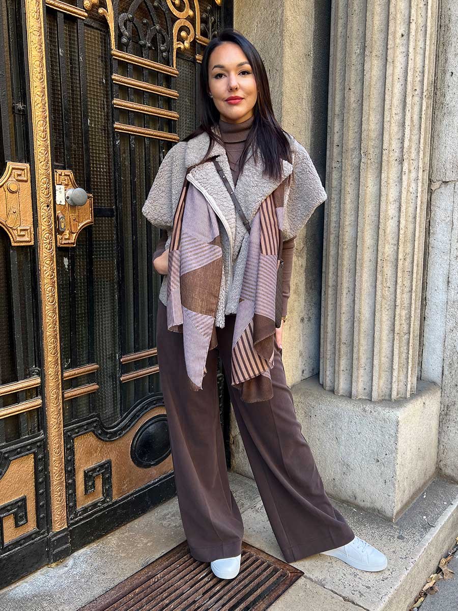 Barna bő szárú nadrág könnyű anyagból