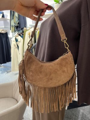 Taupe, rojtos hasított bőr táska