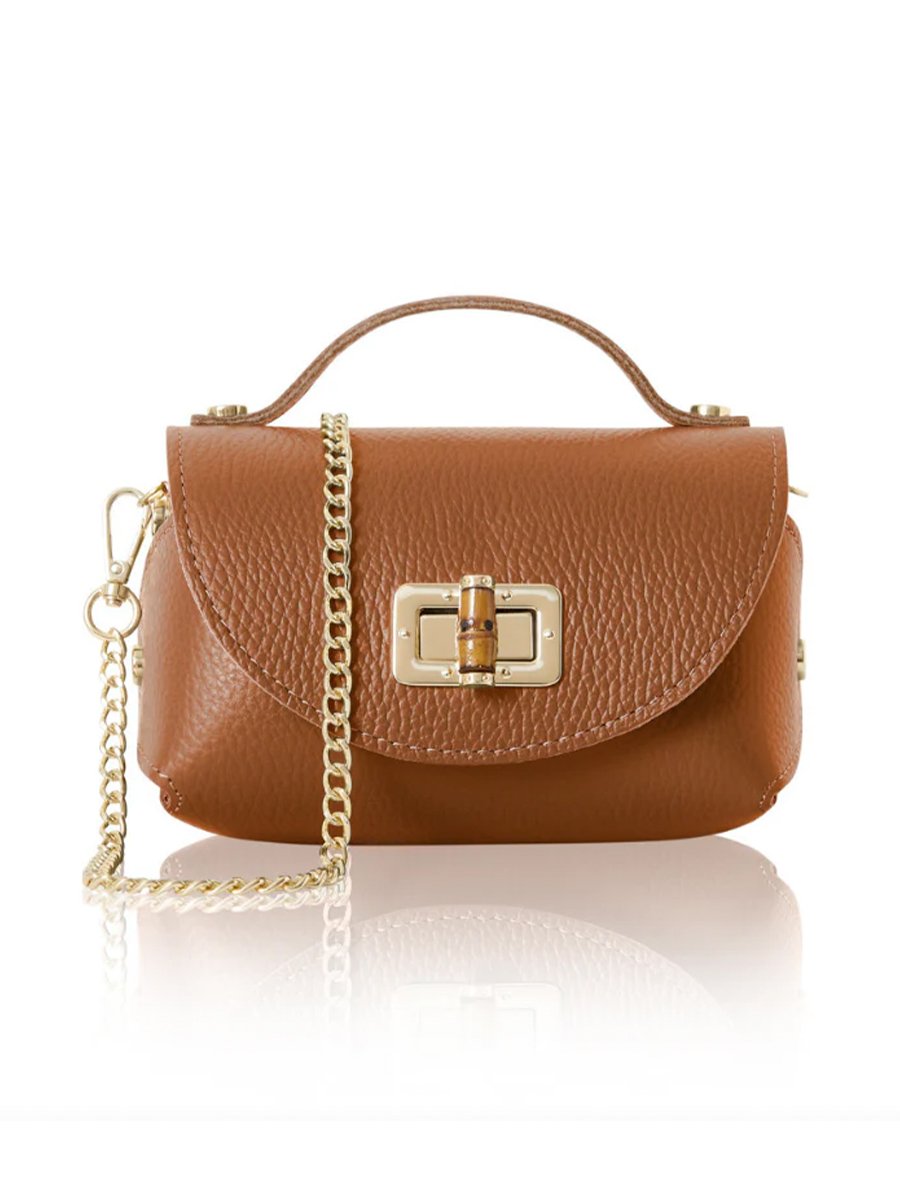 Camel divatos csatos mini bőr táska - Image 2
