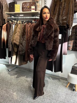 Nagy galléros csoki barna műszőrme bunda