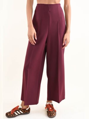 Bordó oldalt cipzáros bő szárú nadrág