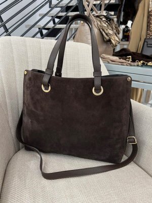 Csoki barna aranykarikás hasított bőr olasz táska