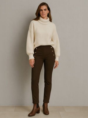 Szűk szárú elegáns csoki barna nadrág