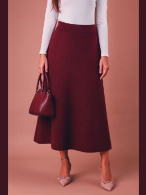 A-vonalú burgundi kötött szoknya