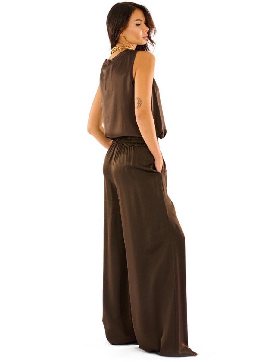 Csoki színű ujjatlan szatén felső - Image 4