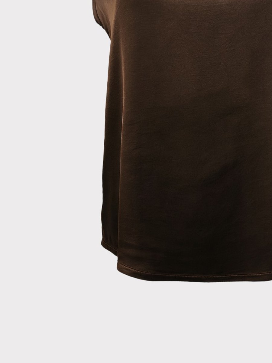 Csoki színű ujjatlan szatén felső - Image 6