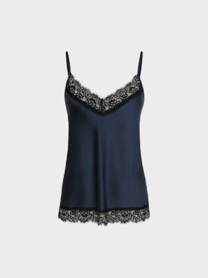 Fekete szatén csipkés trikó