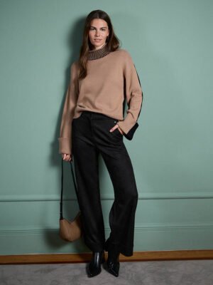 Fekete bővebb szárú téli szövet nadrág