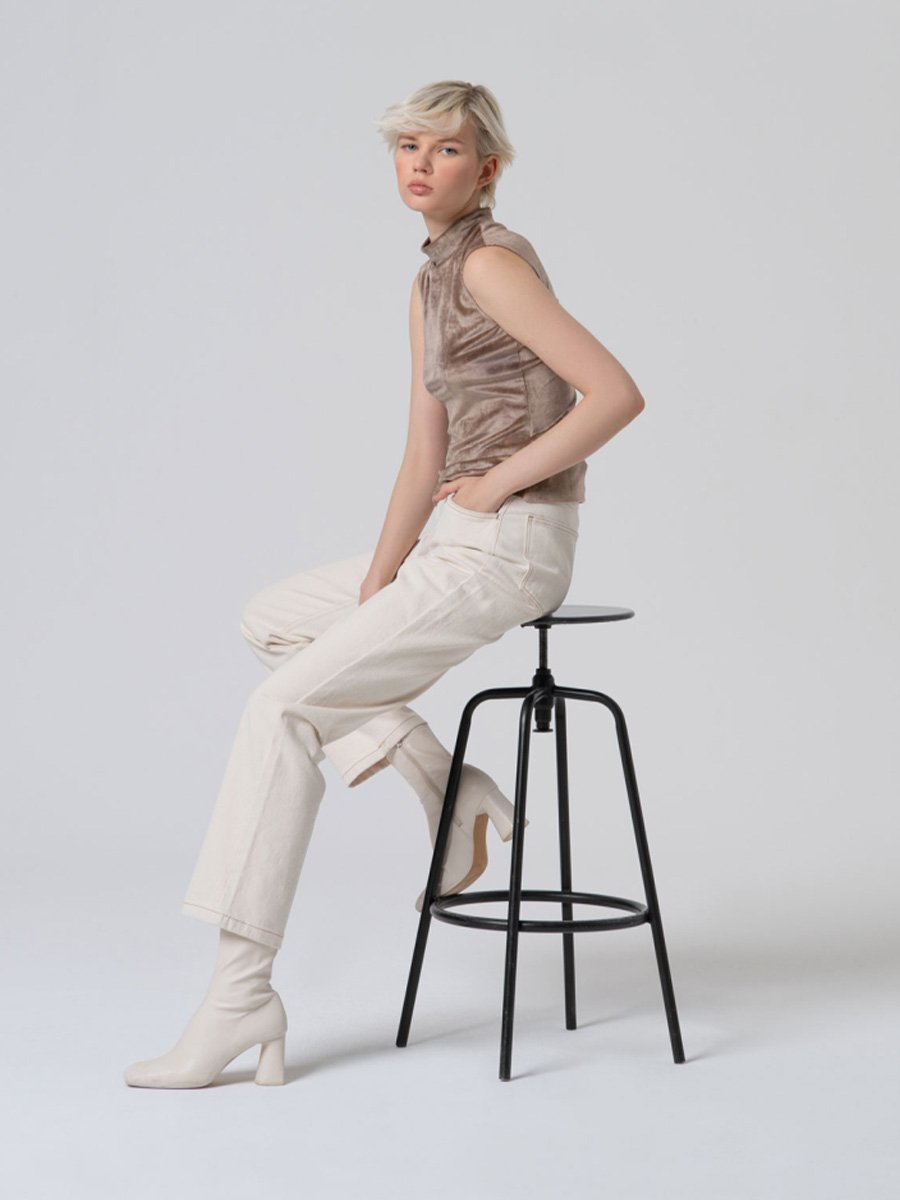 Egyenes szárú ekrü nadrág - Image 2