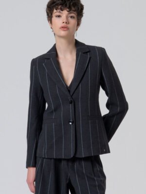 Sötétszürke csíkos blézer