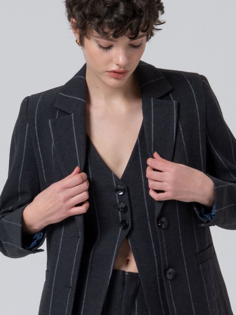 Sötétszürke csíkos blézer - Image 3