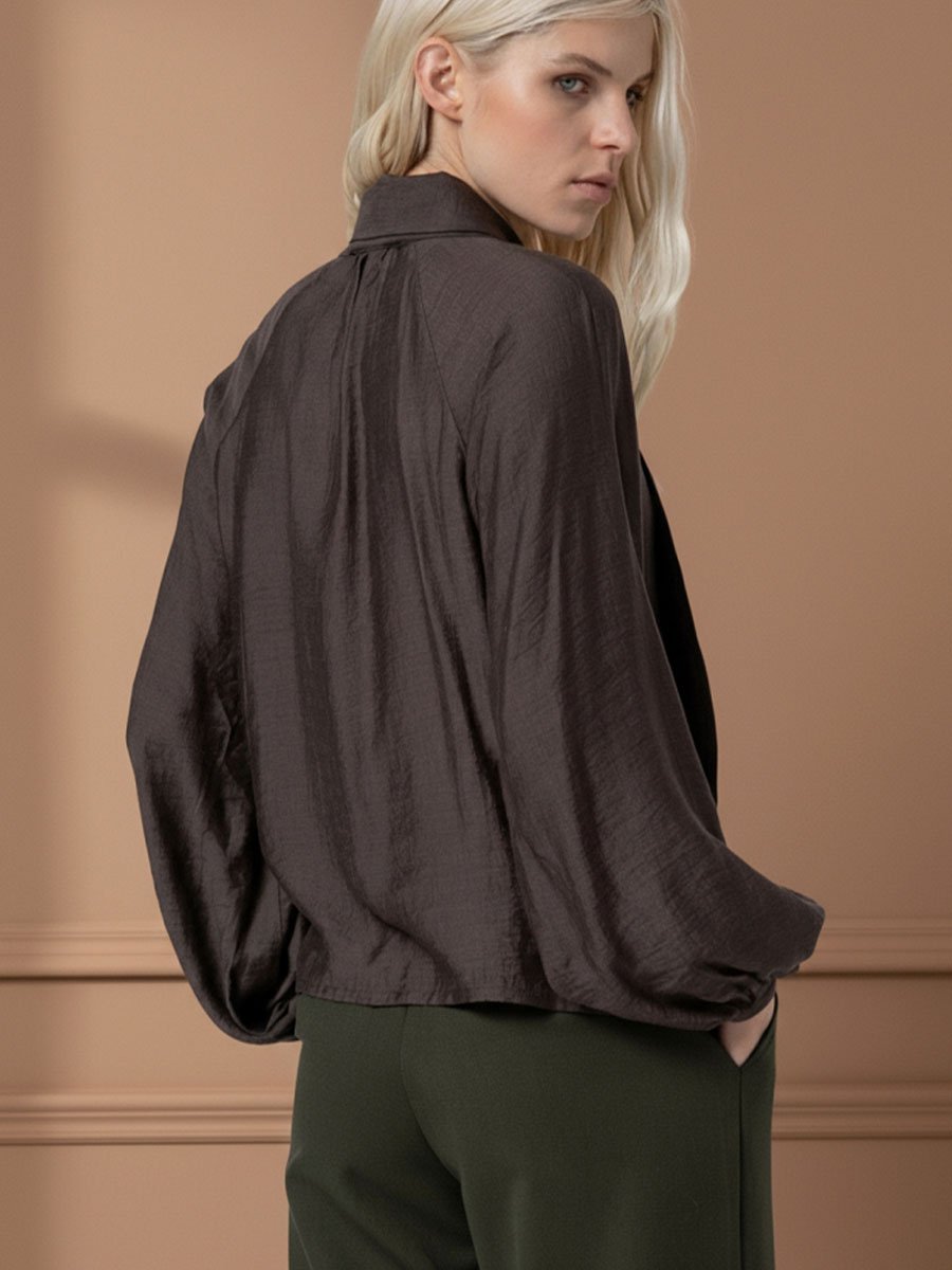 Khaki blúz megkötővel a nyakán - Image 4