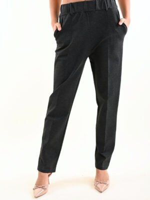 Sötét szürke gumis derekú szövet nadrág