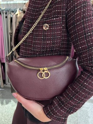 Burgundi láncos válltáska