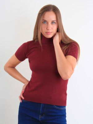 Rövid ujjú garbós pulóver