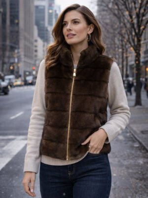 Csoki barna műszőrme mellény