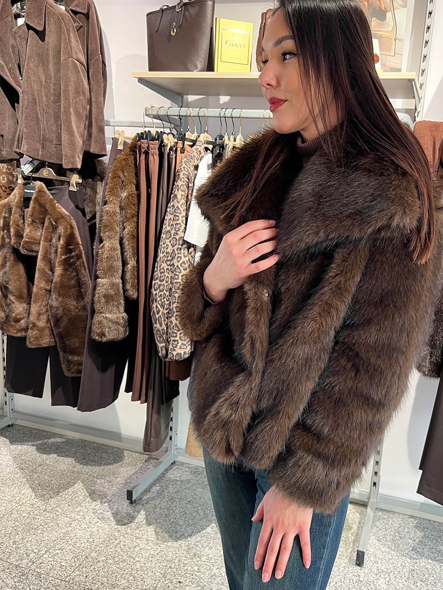 Csoki barna hosszú szőrű műszőrme bunda - Image 2