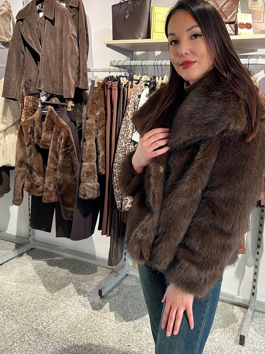 Csoki barna hosszú szőrű műszőrme bunda - Image 4