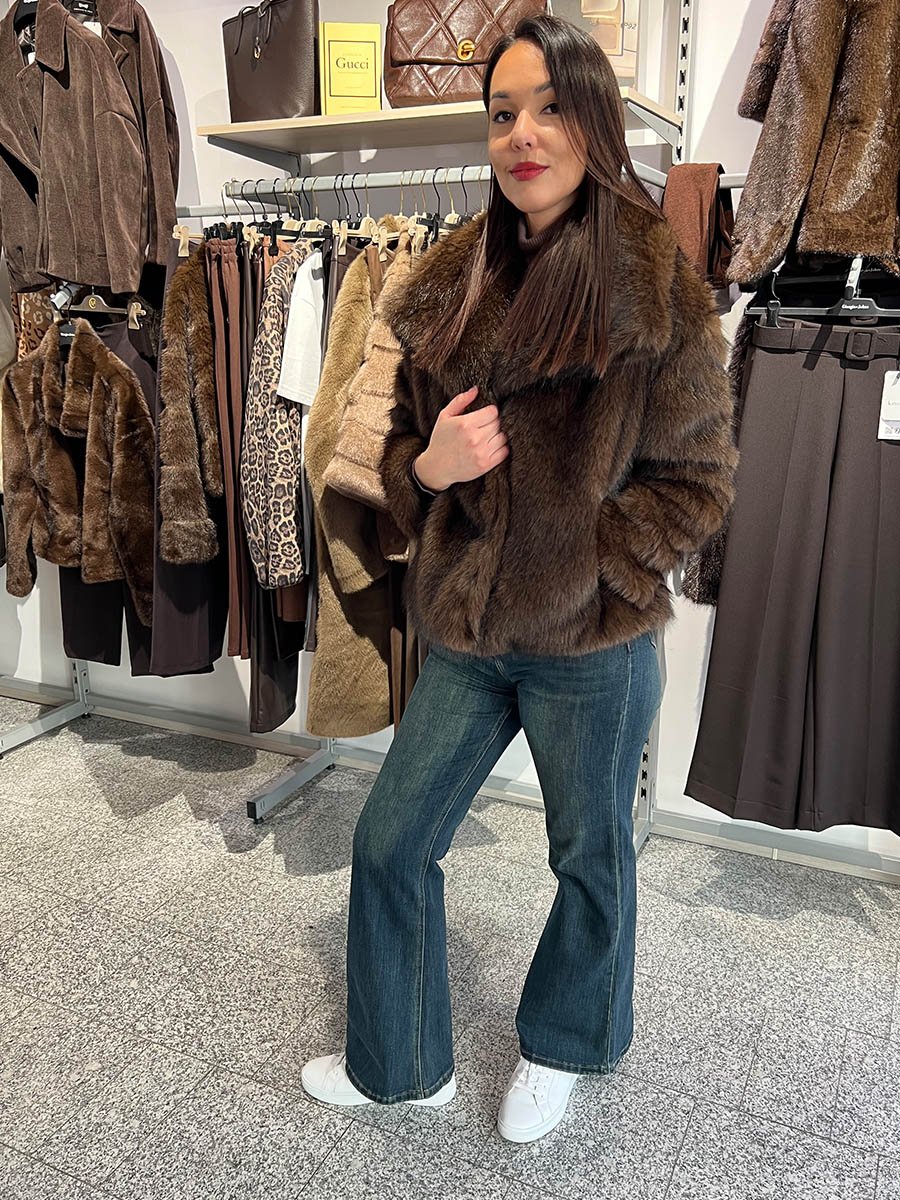 Csoki barna hosszú szőrű műszőrme bunda - Image 7