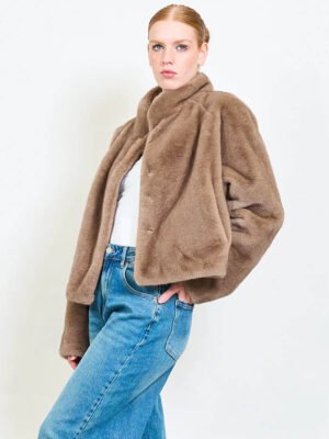 Taupe rövid állású műszőrme bunda