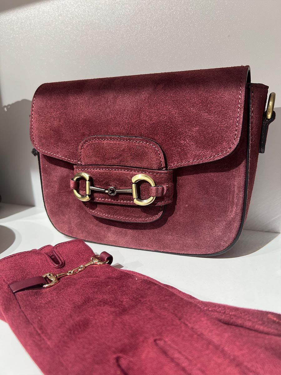 Burgundi színű csatos valódi bőr táska - Image 3