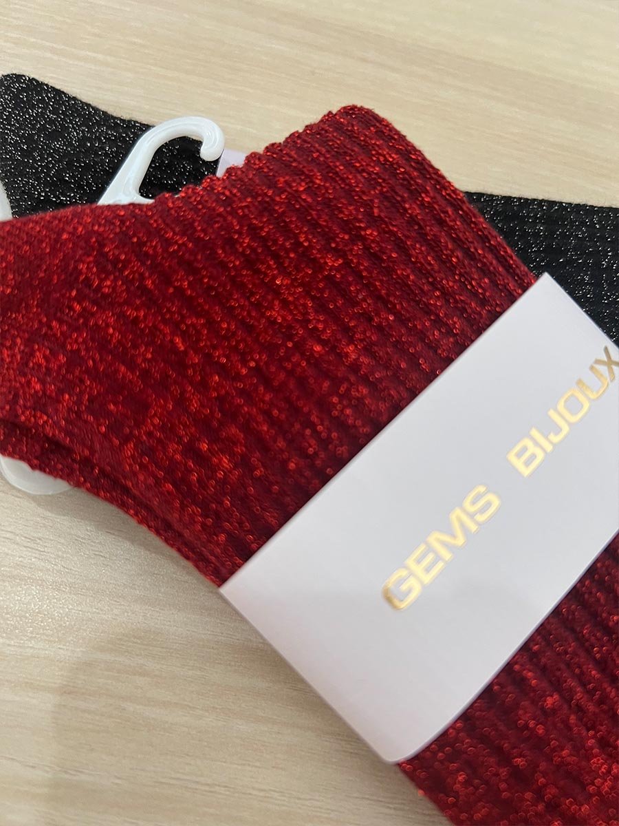 Piros csillogós zokni - Image 2