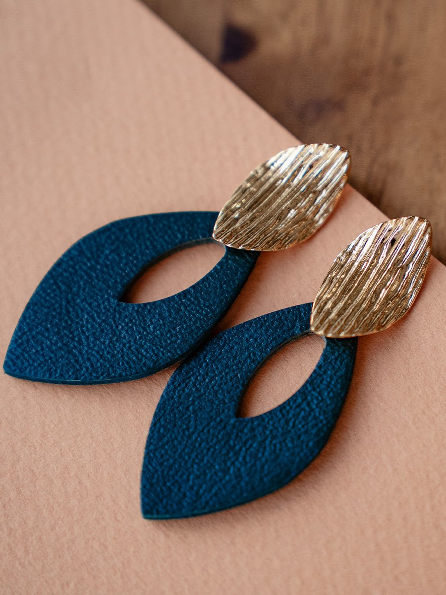 Arany zöld bőr fülbevaló