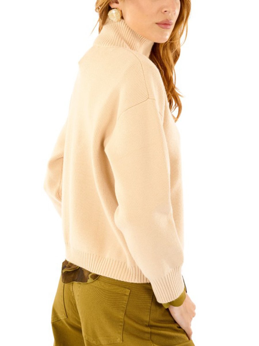 Arany gombos bézs kötött pulóver - Image 2