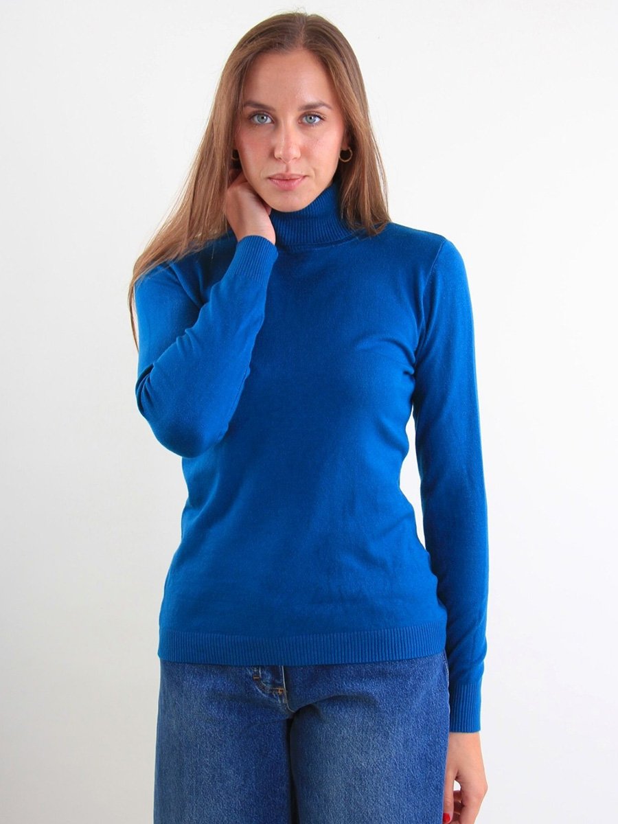 Kék hosszú ujjú garbós felső