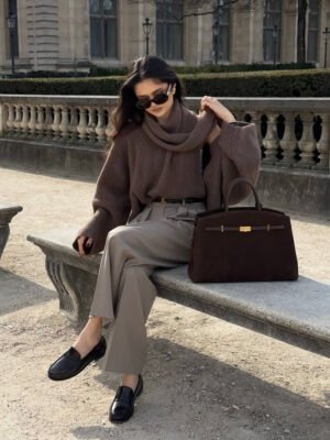 Csoki hasított bőr elől csatos nagy merev táska