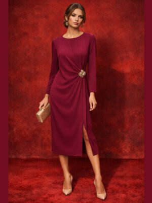 Burgundi elegáns ruha