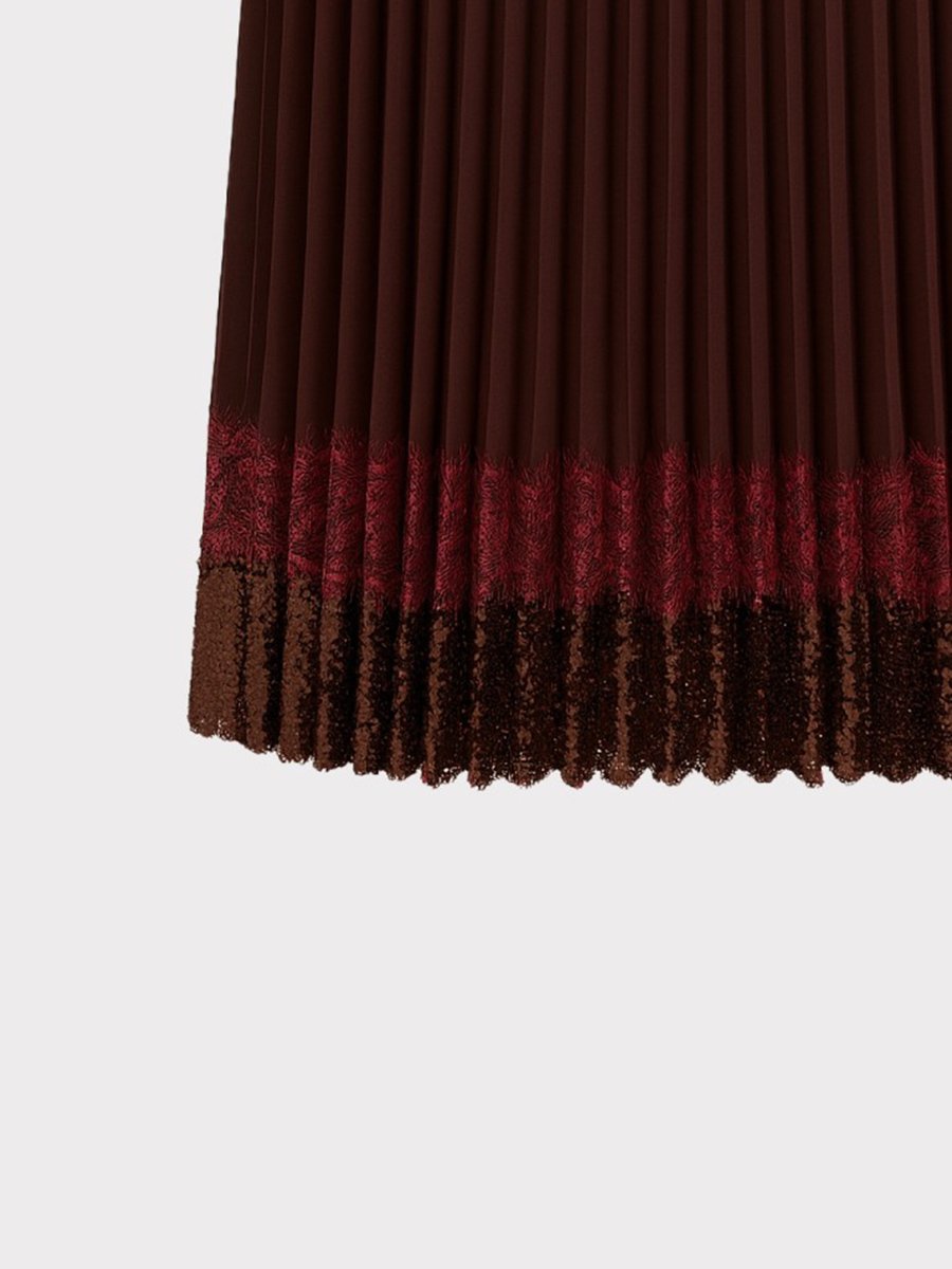 Burgundi csipkés flitteres szoknya - Image 3