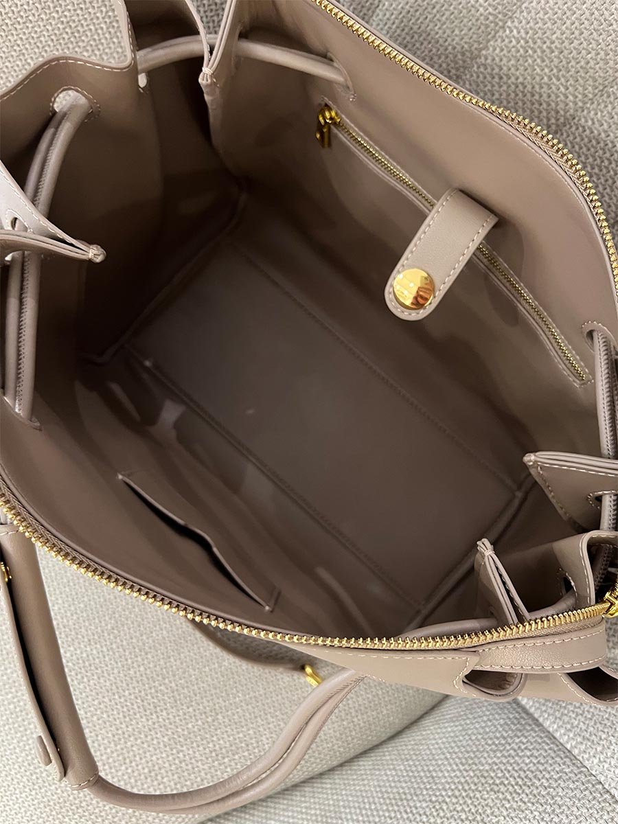 Taupe színű bőr kézi és válltáska - Image 5