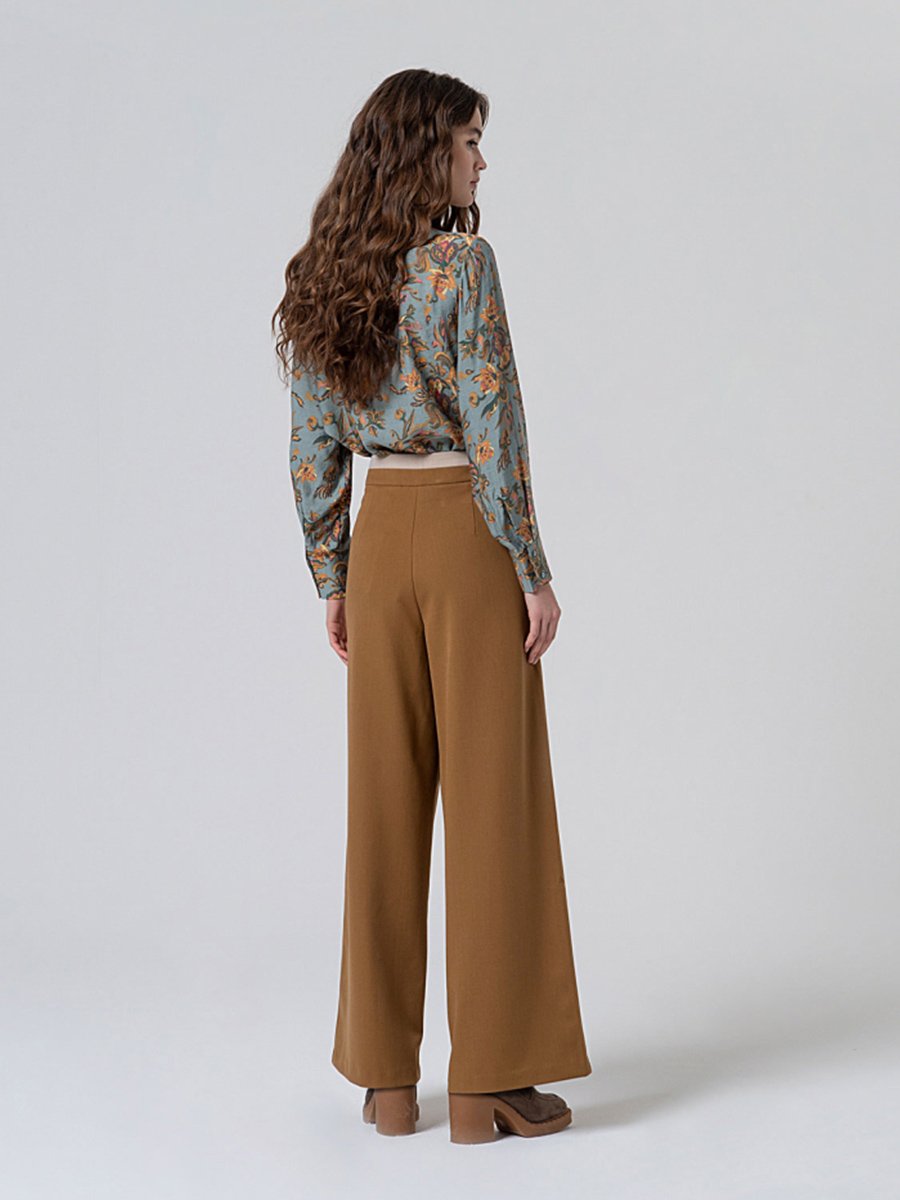 Bő szárú elegáns camel szövet nadrág - Image 3