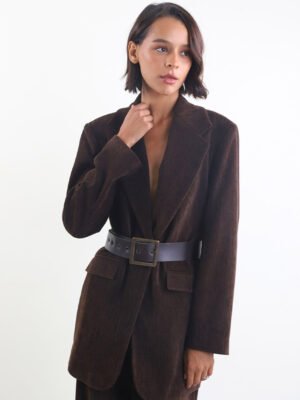 Csoki színű kordbársony hosszú blézer