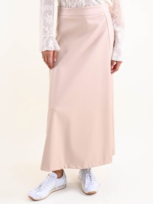 Bézs színű hosszú bőr szoknya