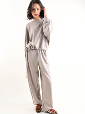 Palazzo stílusú vajszínű sportnadrág