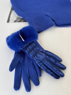 Kék valódi prémes kesztyű