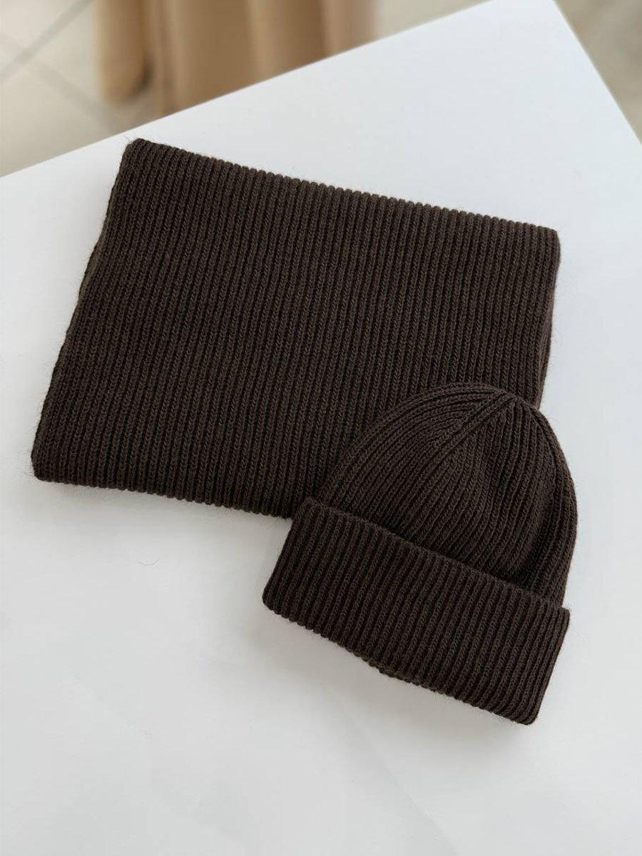 Csoki barna sál sapka szett