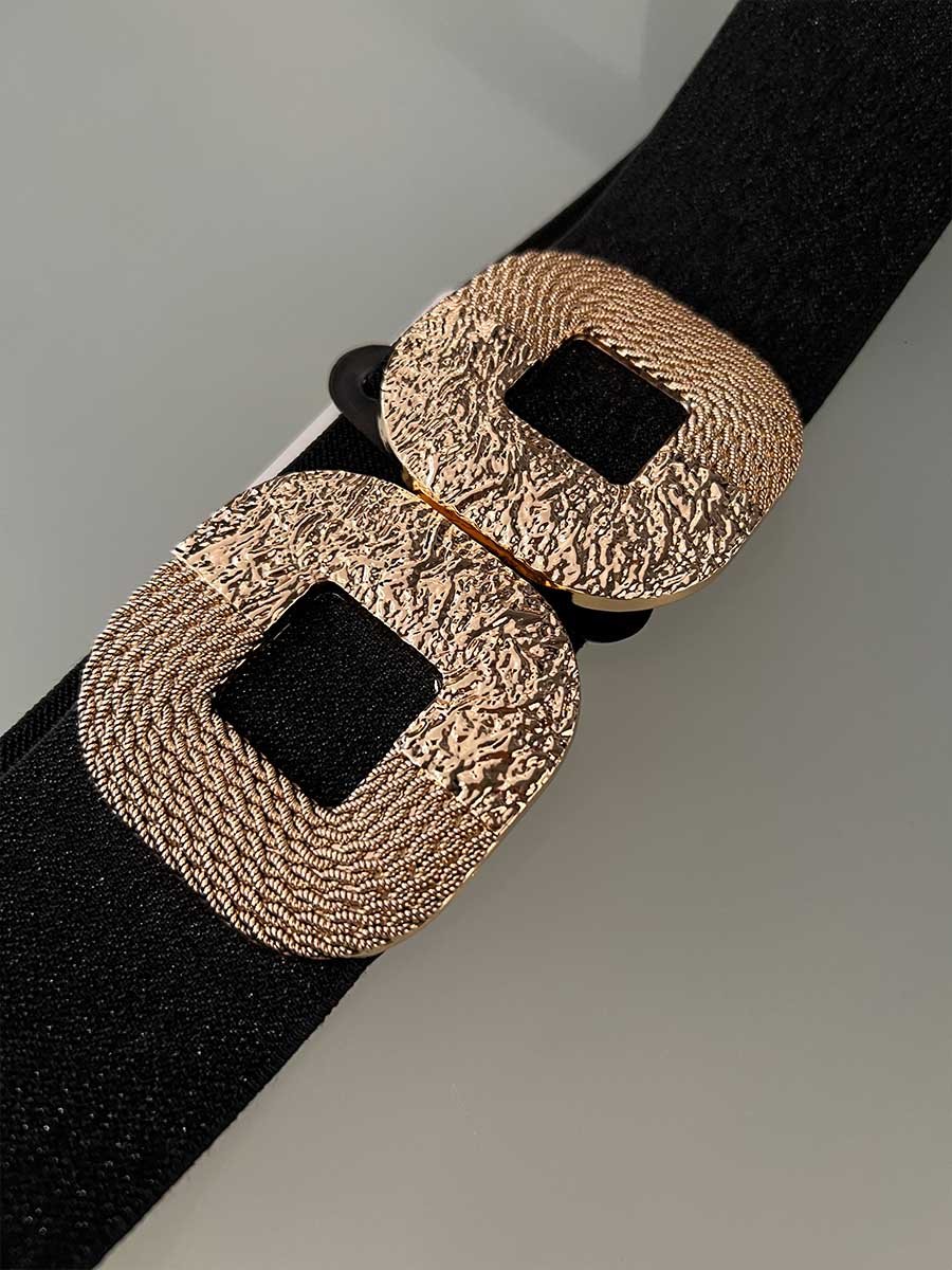 Gumis fekete öv arany csattal - Image 2